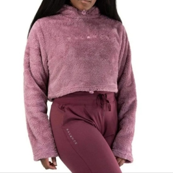 Balance Athletica Tops - Balance Athletica Sherpa Cropped Hoodie - Mauve